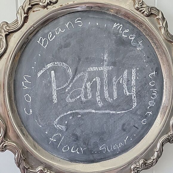 Vintage Chalk Board Menu Board Silverplate Tray Platter 22" x 17" w hanger - Picture 4 of 14